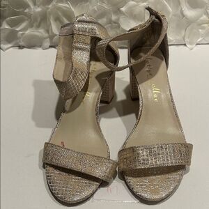 Bettye Muller Shimmering Gold Block Heels